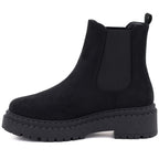 Women's suede ankle boots on the platform, black Big Star UU274858