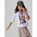 Girls' boxy T-shirt with print 4F 4FJKAW26TTSHF4426-10S