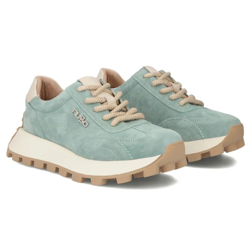 Leather platform sneakers in green Filippo DP7498