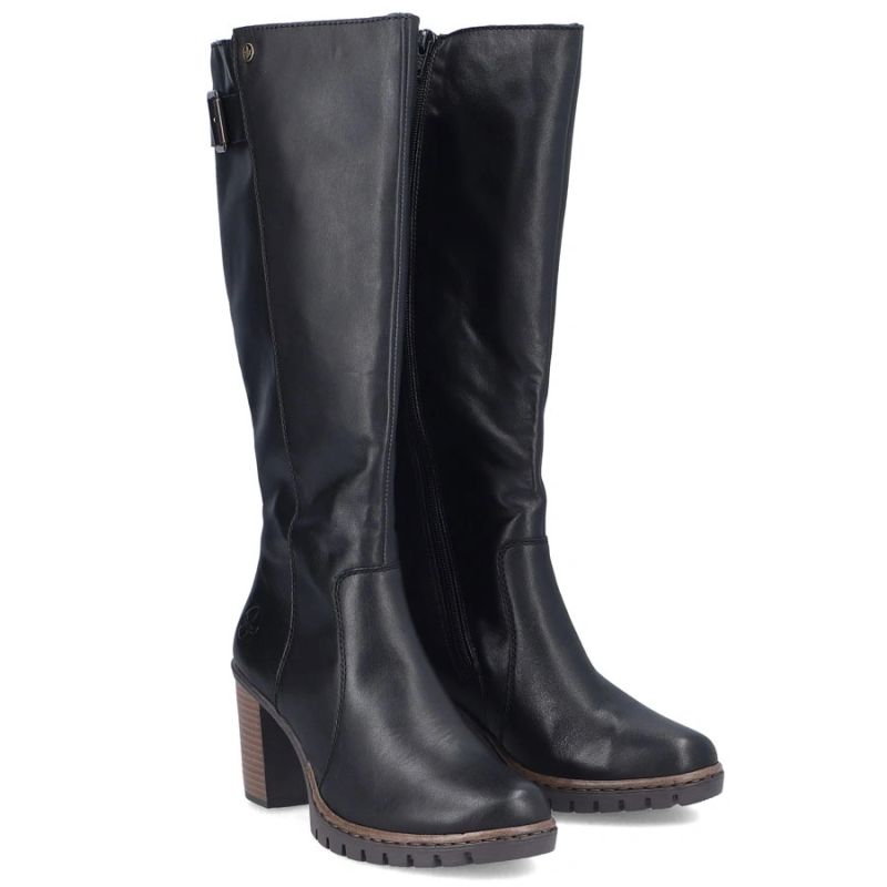 Black women's leather heeled boots Rieker Y2581-00