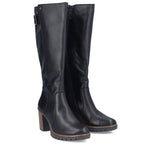 Black women's leather heeled boots Rieker Y2581-00