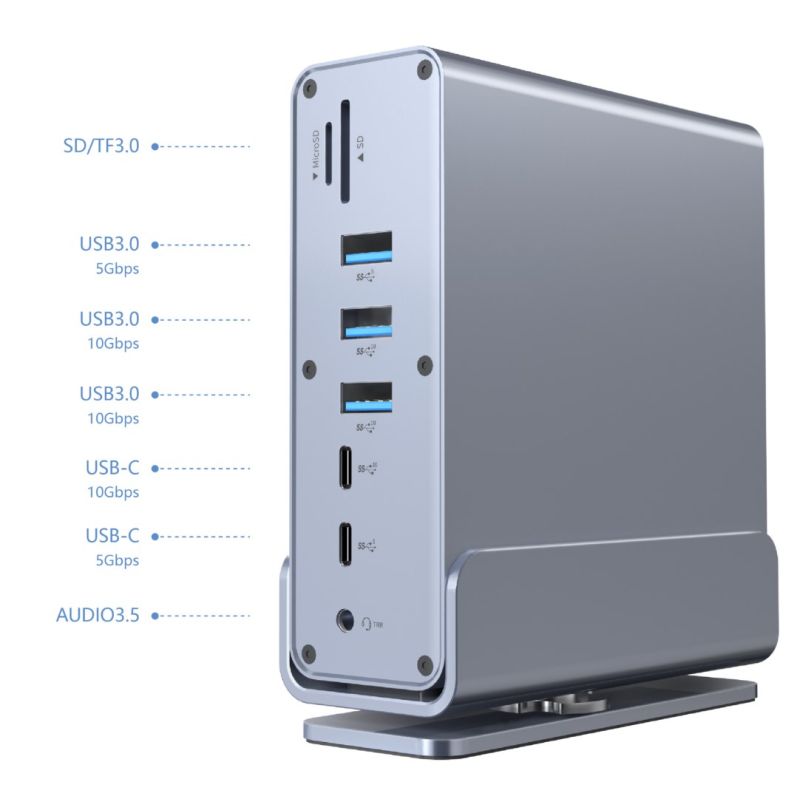 GEMBIRD MULTI ADAPTER USB TYPE CF 15IN1 (USB AF-PORTS V.2X2+V.3X3, TYPE CF+HDMIX2+DISPLAYPORT+PD+CARD READER+GIGALAN+AUDIO GRAY Kable i adaptery/Adaptery, przejściówki Your Sports Performance