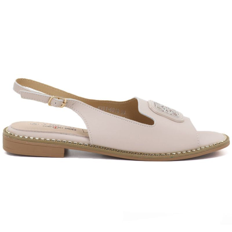 Women's leather flat nude sandals S.Barski 61-6018 S.Barski