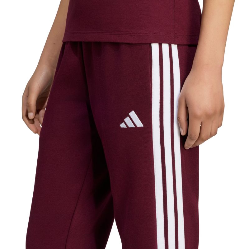 Women's adidas Essentials 3-Stripes Fleece Slim Burgundy Pants KF8321