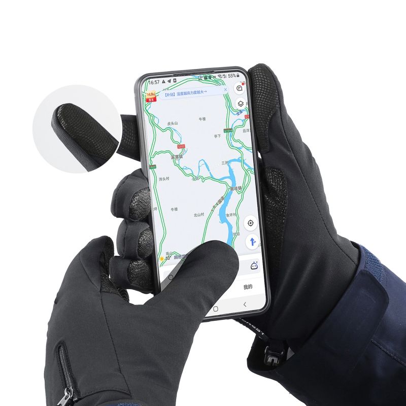 Anti-slip winter phone sports gloves (size L) - black Hurtel