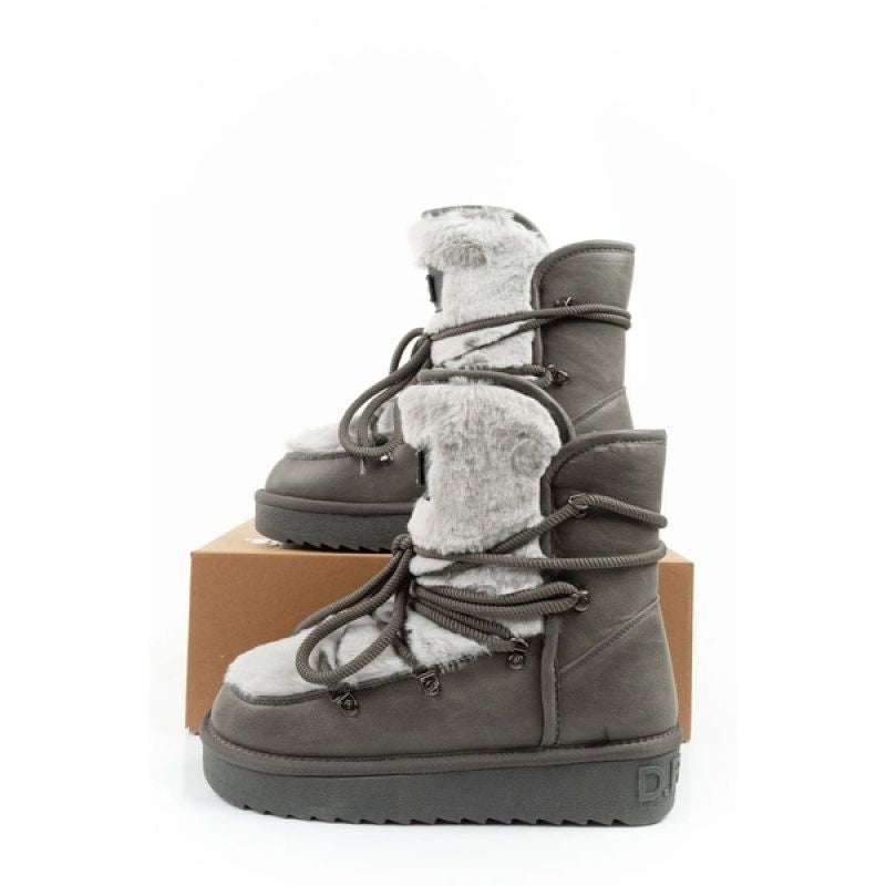 D.Franklin women's winter snow boots, fashionable fur lining, gray D.Franklin