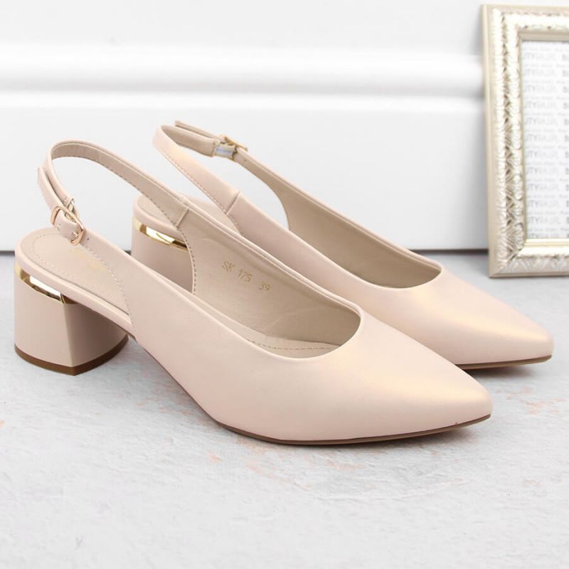 Elegant full sandals Sergio Leone W SK439A beige pearl