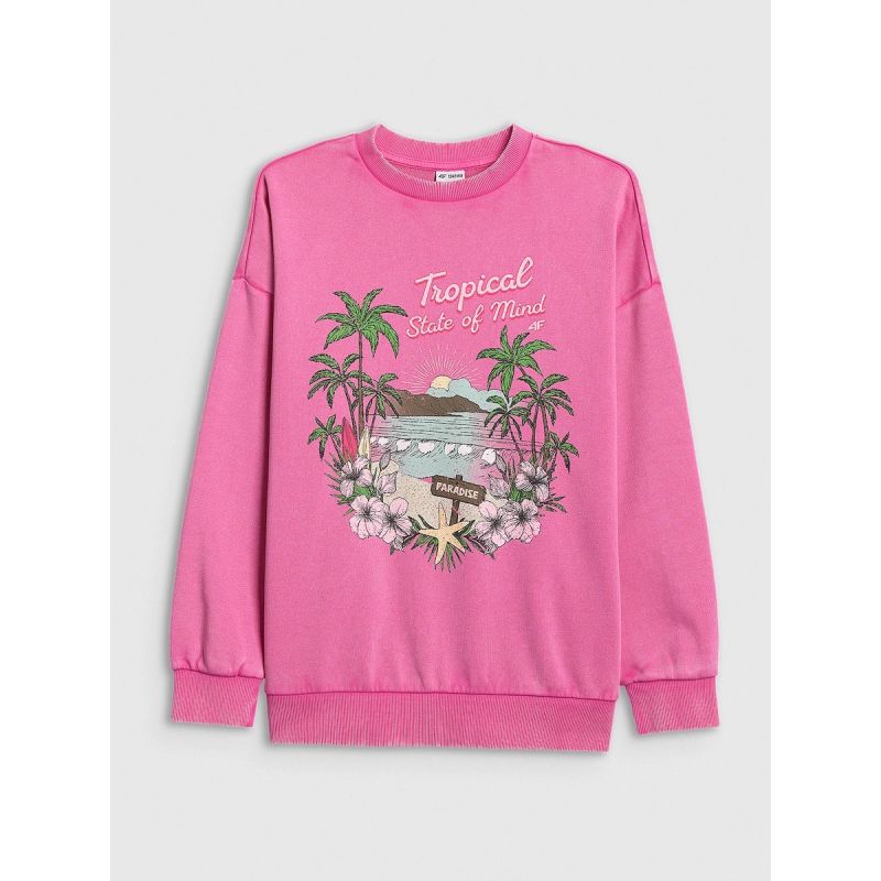 Girls' loose sweatshirt without hood 4F 4FJRSS26TSWSF2970-54S