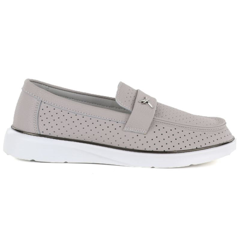 Vinceza 93221 women's gray leather moccasins Vinceza
