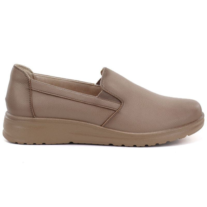 Women's leather slip-on wedge shoes, beige, Potocki JE19505
