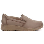 Women's leather slip-on wedge shoes, beige, Potocki JE19505