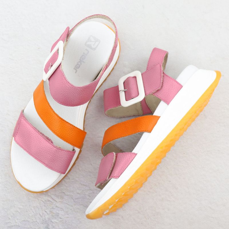Rieker W2950-31 Women's Pink Leather High Heel Sandals Footwear Your Sports Performance