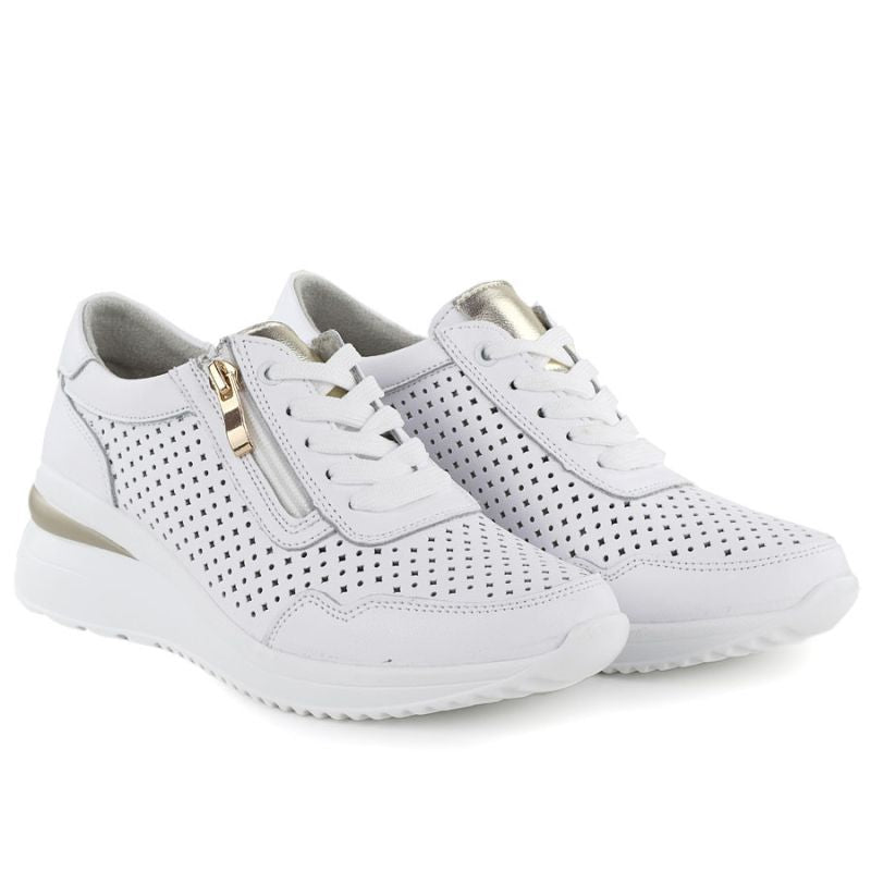 White openwork leather wedge sneakers Vinceza 95402 Vinceza