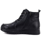 Women's comfortable leather ankle boots, black, Cambell RI15302