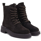 Women's leather ankle boots, suede, chocolate, Sergio Leone TR-02