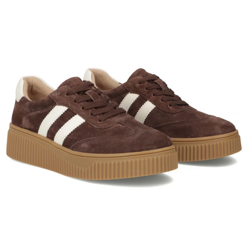 Women's brown leather and suede platform shoes Filippo DP6776