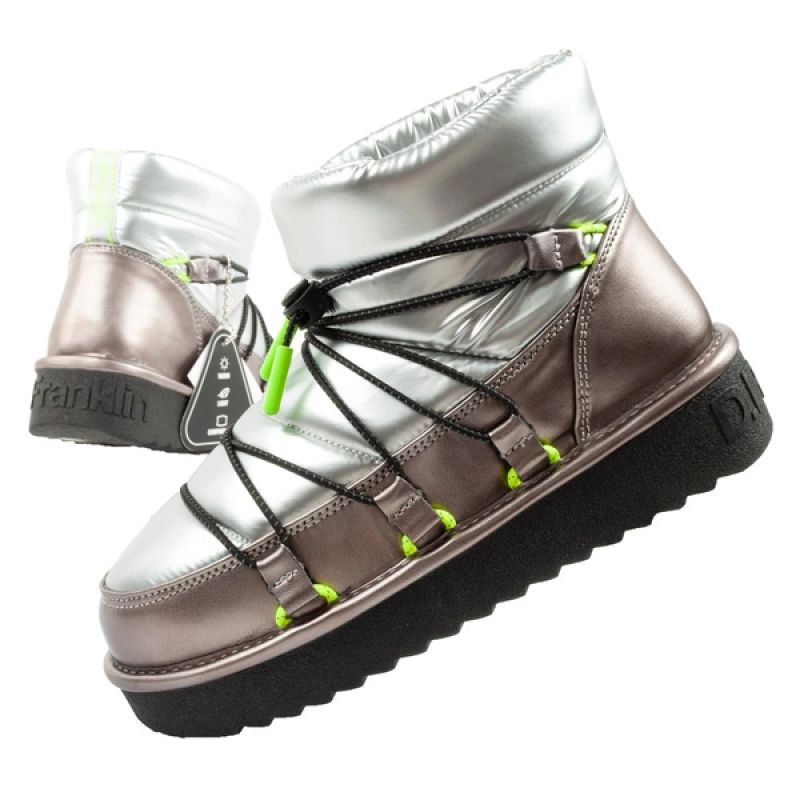 D.Franklin women's snow boots winter fashionable insulated ankle boots silver D.Franklin
