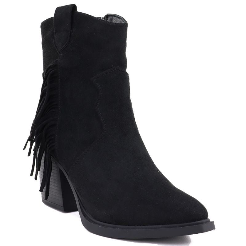 Women's insulated cowboy boots with fringes, black M.Daszyński MR2520-1