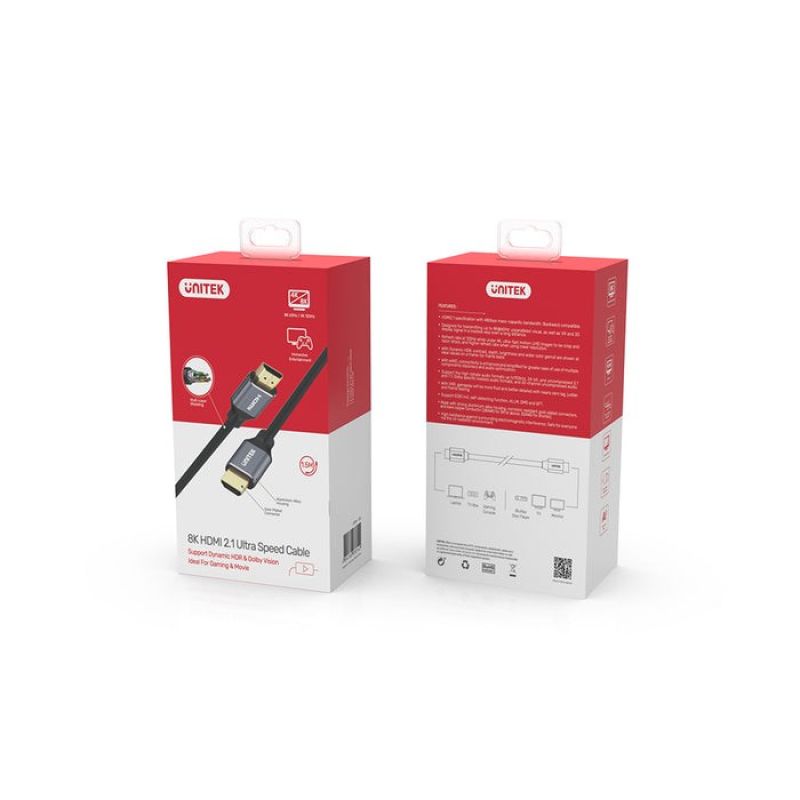 UNITEK CABLE HDMI 2.1, 8K 60HZ, 4K 120HZ, 5M, C140W Kable i adaptery/Kable HDMI Your Sports Performance
