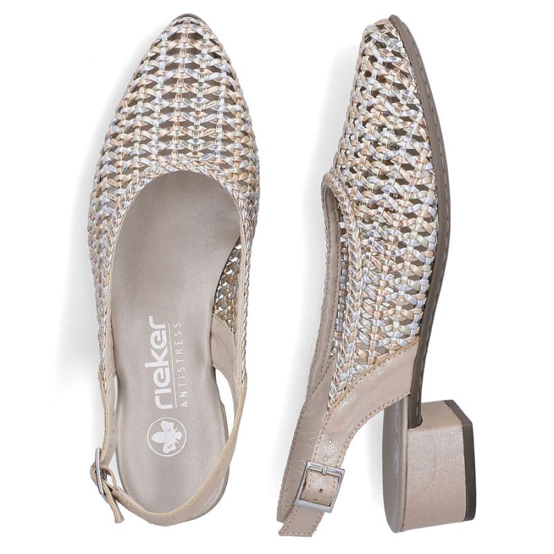 Women's metallic beige sandals Rieker 47078-90 Rieker