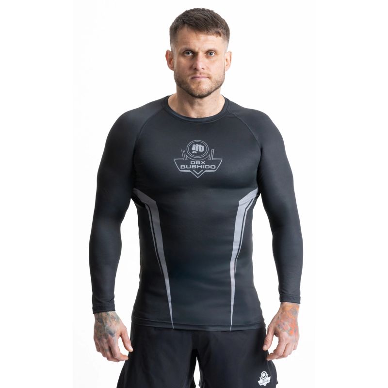 Gray long sleeve rashguard with DBX Bushido logo ODZIEŻ - Koszulki treningowe Your Sports Performance