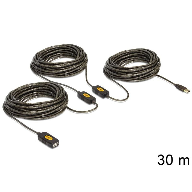 DeLOCK 30m, USB2.0 - USB2.0 USB Cable USB A Black Kable i adaptery/Kable USB Your Sports Performance