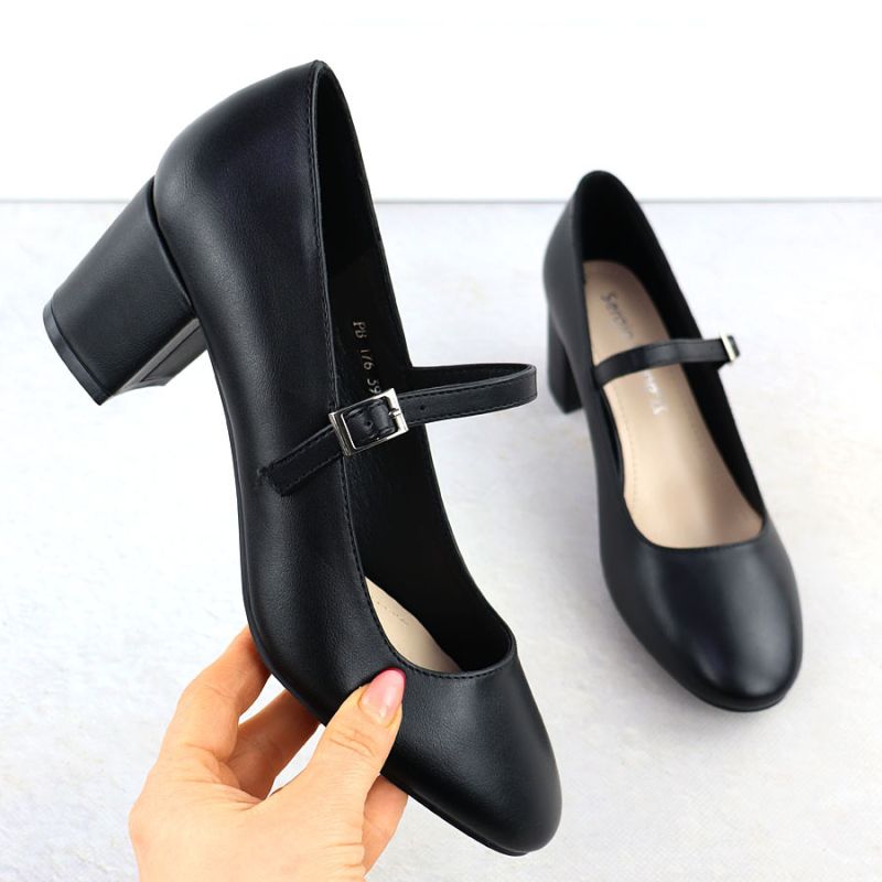 Black Sergio Leone PB176 low-heel pumps with strap Footwear Your Sports Performance