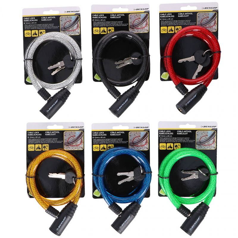 Dunlop cable lock bicycle lock D12mm 65 cm ST 6ass 82646 Accessories/Bicycle/Akcesoria rowerowe Your Sports Performance