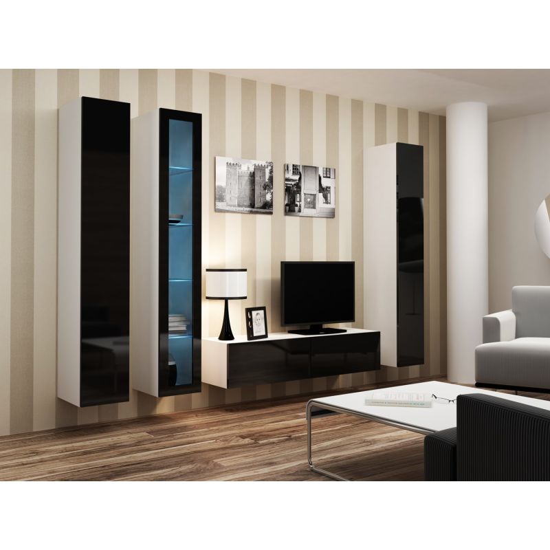 VIGO glass display cabinet '180' 180/40/30 white/black Bufety i witryny/Bufety i witryny na drewnianej podstawie Your Sports Performance