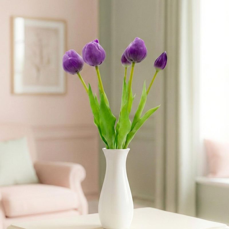 BOUQUET OF 5 PURPLE PEONY TULIPS 39 CM LIFE-LIKE SPRING DECORATION Home and Garden/Equipment Your Sports Performance