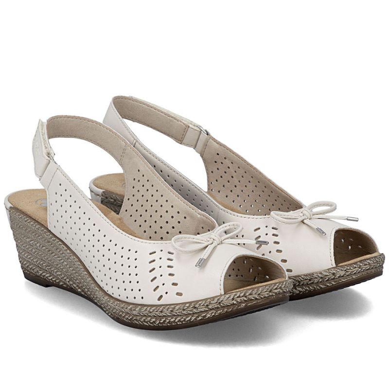 Women's leather wedge sandals with bow Rieker 624H1-60 Rieker