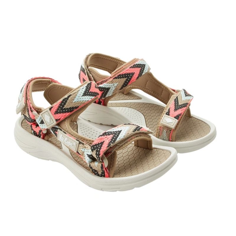 Lee Cooper women's shoes velcro sandals for summer on the beach light beige Lee Cooper