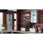 SOHO S1 display cabinet, Sonoma oak/gloss white Bufety i witryny/Bufety i witryny na drewnianej podstawie Your Sports Performance