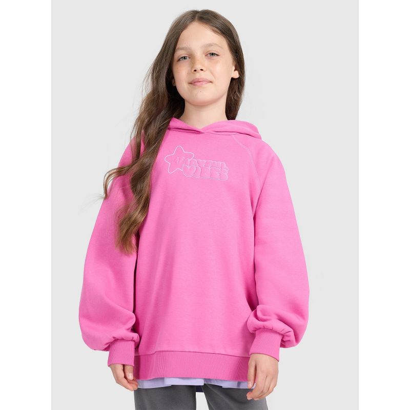 Girls' sweatshirt with hood, open, 4F 4FJRAW25TSWSF2439-54S 4f