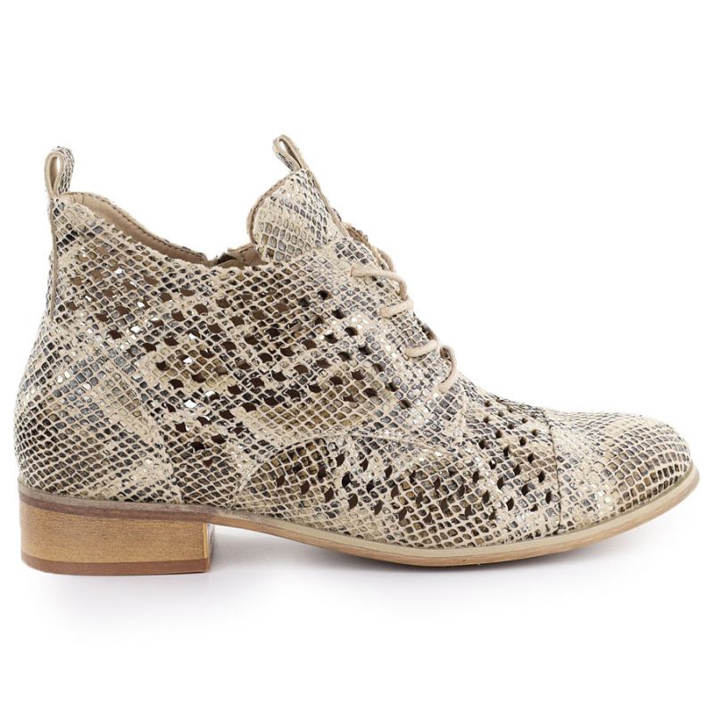 Women's openwork snakeskin ankle boots, beige, Potocki SZ12091 To be categorized Your Sports Performance