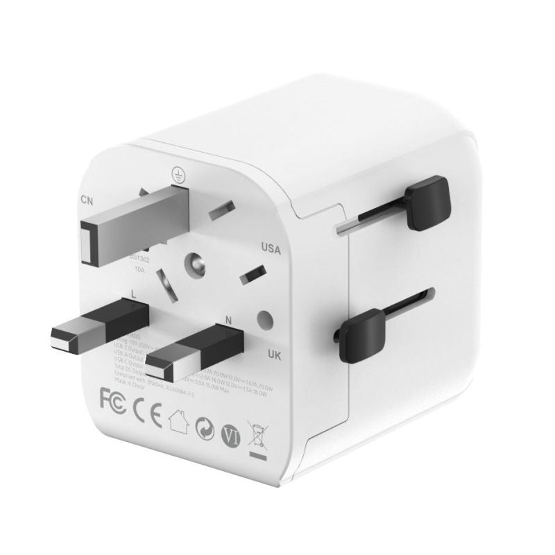 GEMBIRD UNIVERSAL GROUNDED TRAVEL ADAPTER 20W, WHITE Kable i adaptery/Adaptery, przejściówki Your Sports Performance