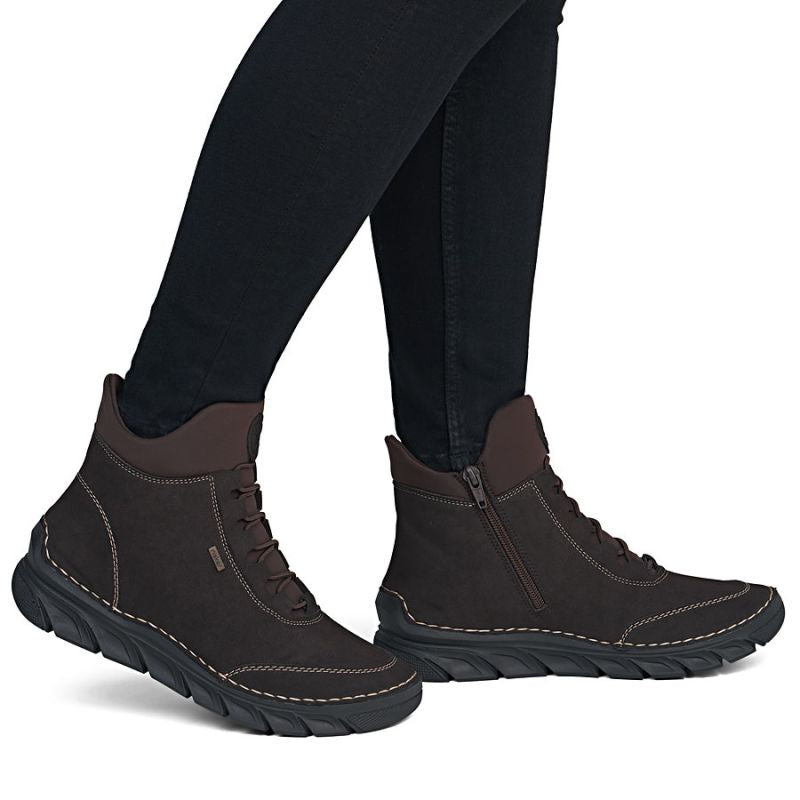 Women's comfortable insulated ankle boots chocolate brown Rieker 55069-25