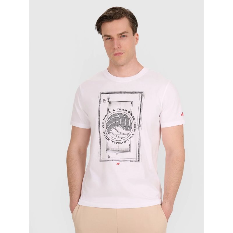 Men's regular t-shirt with volleyball print 4F 4FRAW25TTSHM3236-10S 4f