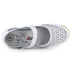Women's leather openwork shoes with Velcro, white Jezzi 9763 To be categorized Your Sports Performance