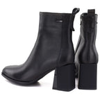 Black Leather Heeled Ankle Boots for Women Vinceza 86449