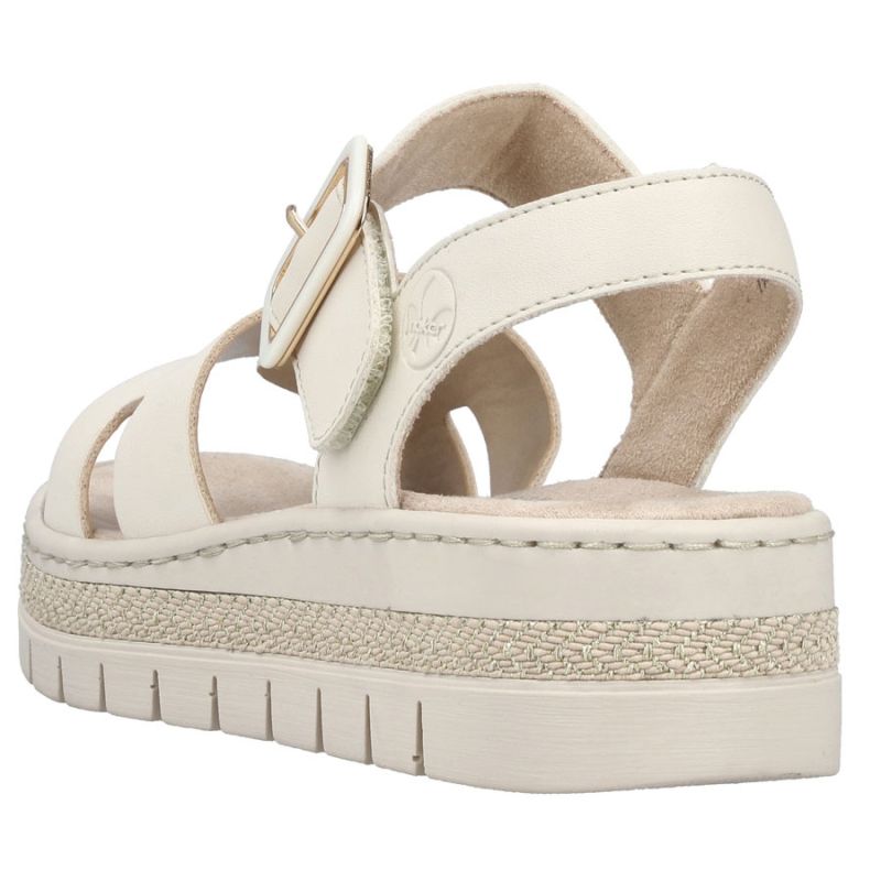 Women's beige wedge sandals Rieker V4952-60 Rieker