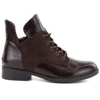 Women's patent leather ankle boots, brown, Vinceza HX27-16524