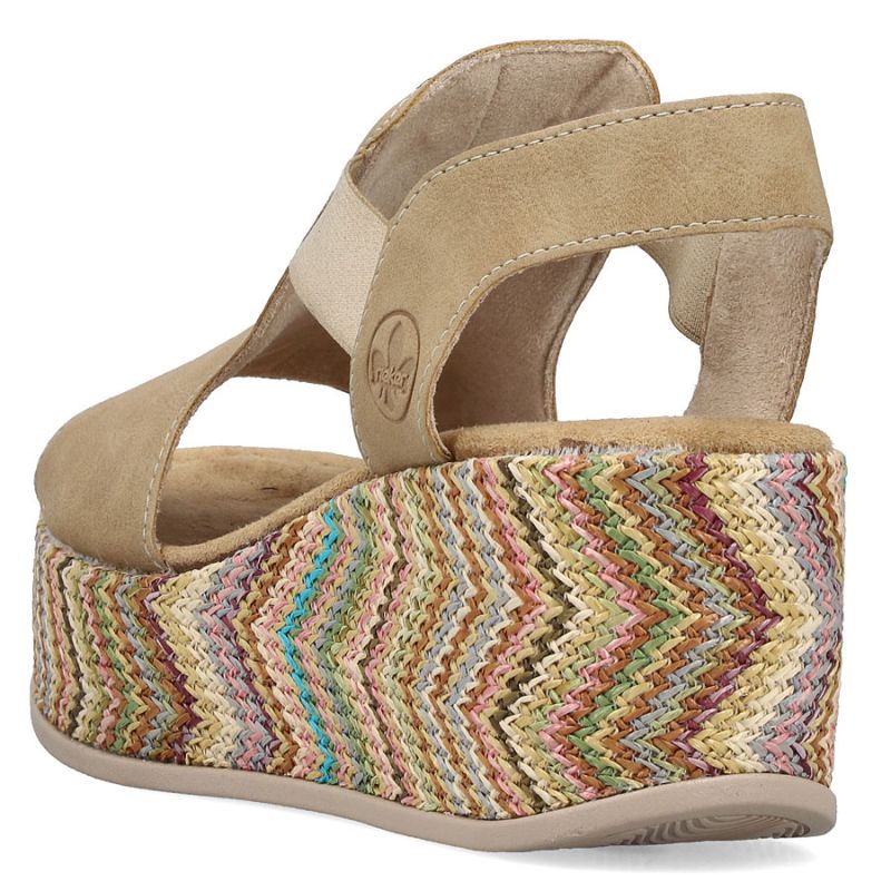 Women's beige wedge sandals Rieker 69472-60 Rieker