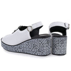 Women's leather wedge sandals with openwork white S.Barski 7014 S.Barski