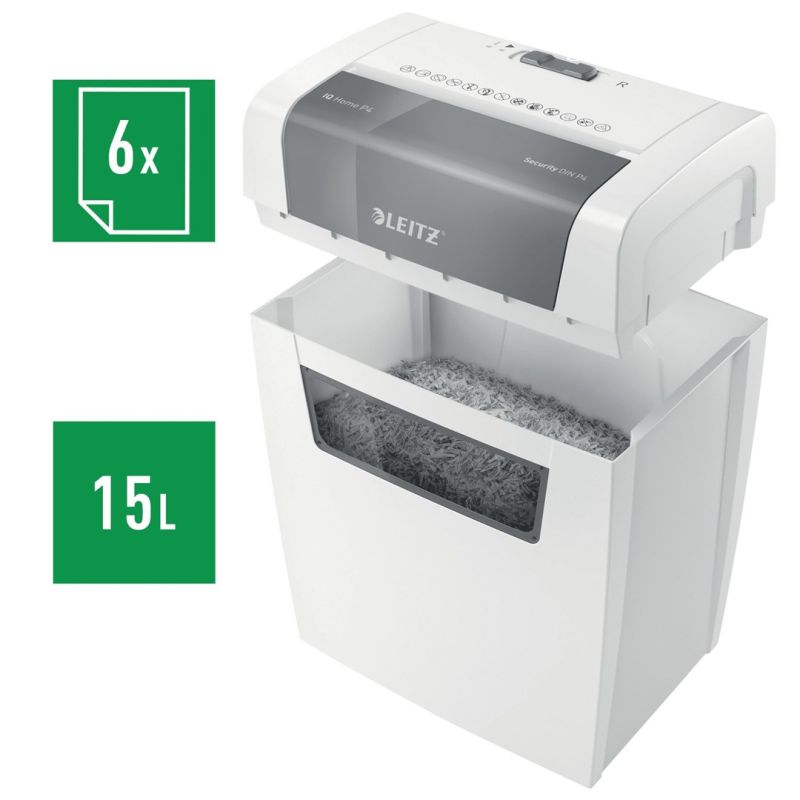 Leitz IQ Home Shredder, P4, 6 sheets, 15 l bin Urządzenia biurowe/Niszczarki Your Sports Performance