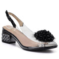 Black transparent sandals with a decorative heel D&A MR62-9100