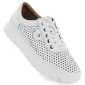 Women's leather openwork shoes, white, Vinceza 79629 Vinceza