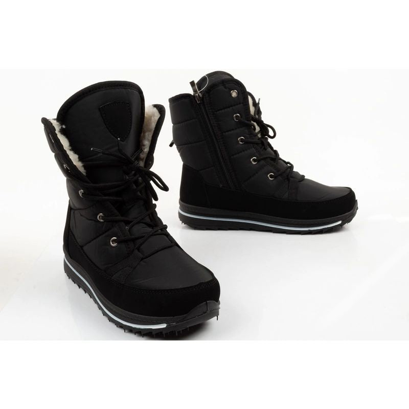 Progress Women’s Winter Boots, Black Insulated Snow Boots with Sheepskin Lining
