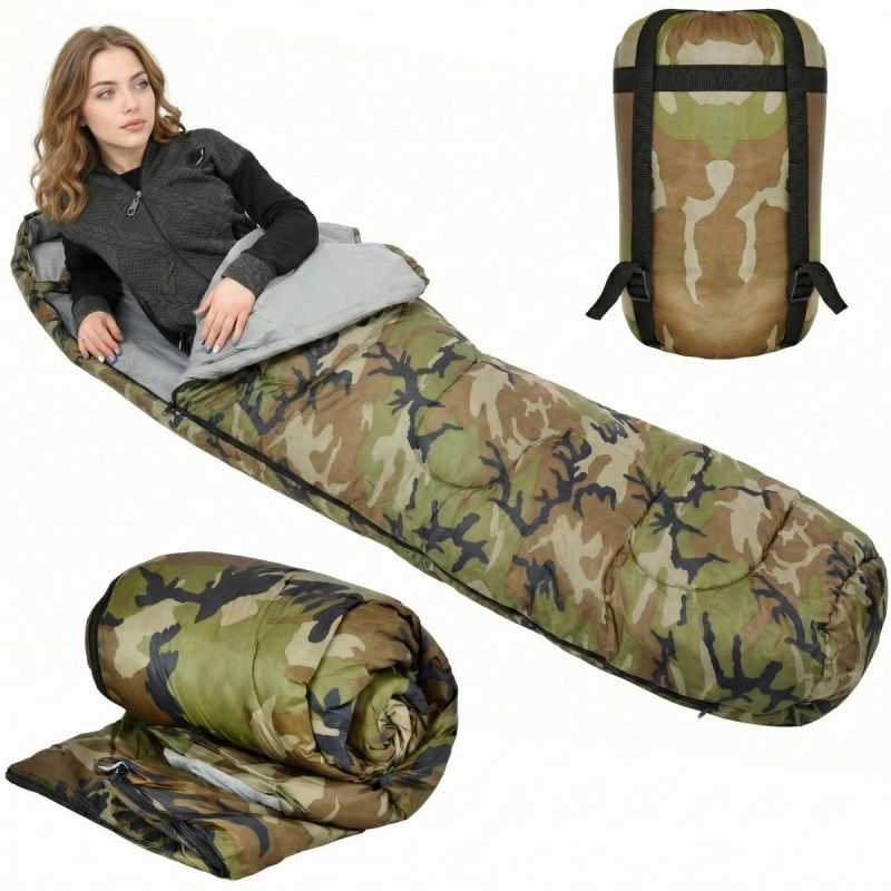 CAMO TOURIST SLEEPING BAG 210x80x50CM WITH ENERO CAMP COMPRESSION Turystyka/Śpiwory/Mummie Your Sports Performance