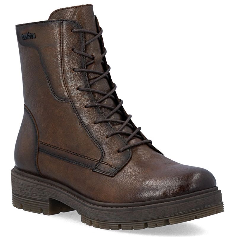 Brown women's leather worker boots Rieker 75800-25